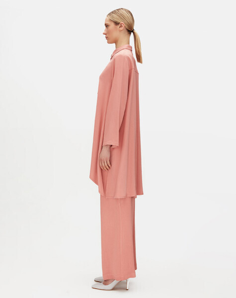 Renkli Taşlı Evaze Kesim Şık Pudra Renk Tunik - 3