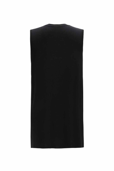 T25Y-6060 Yuvarlak Yaka Kolsuz Tunik BLACK - 2