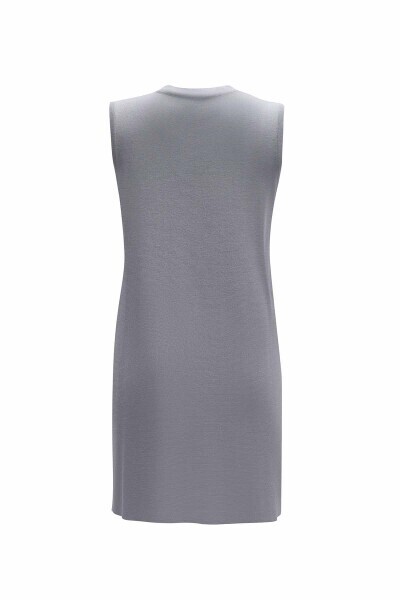 T25Y-6060 Yuvarlak Yaka Kolsuz Tunik GREY - 3