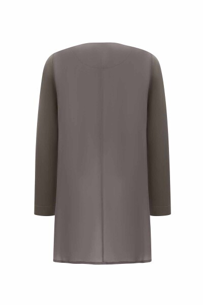 T25Y-6061 Yakası Fermuarlı Cupro Tunik ANTHRACITE - 2