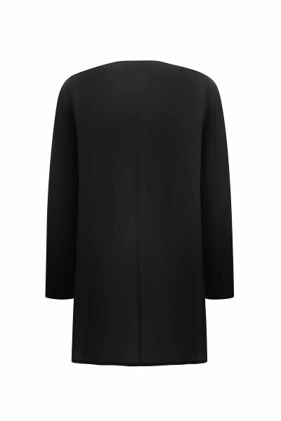 T25Y-6061 Yakası Fermuarlı Cupro Tunik BLACK - 2
