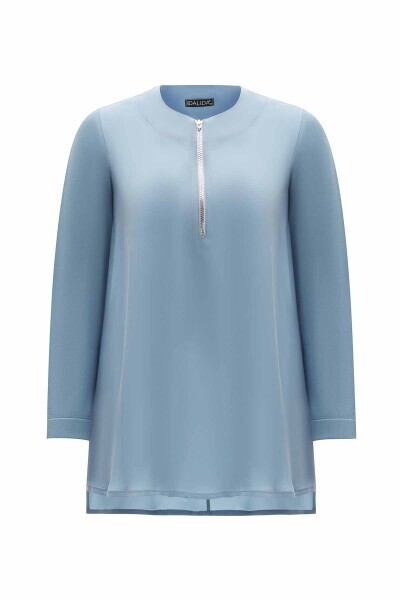 T25Y-6061 Yakası Fermuarlı Cupro Tunik MİNK - 10