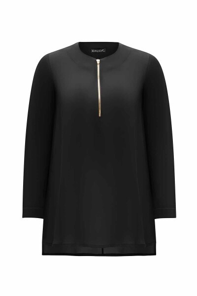T25Y-6061 Yakası Fermuarlı Cupro Tunik MİNK - 12