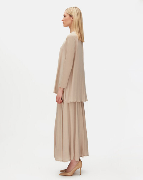 T25Y-6061 Yakası Fermuarlı Cupro Tunik MİNK - 4