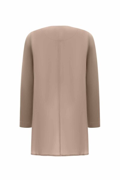 T25Y-6061 Yakası Fermuarlı Cupro Tunik MİNK - 9