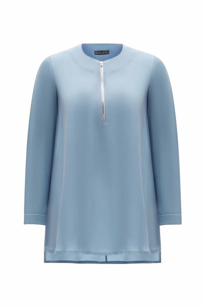 Zippered Collar Cupro Tunic - 10