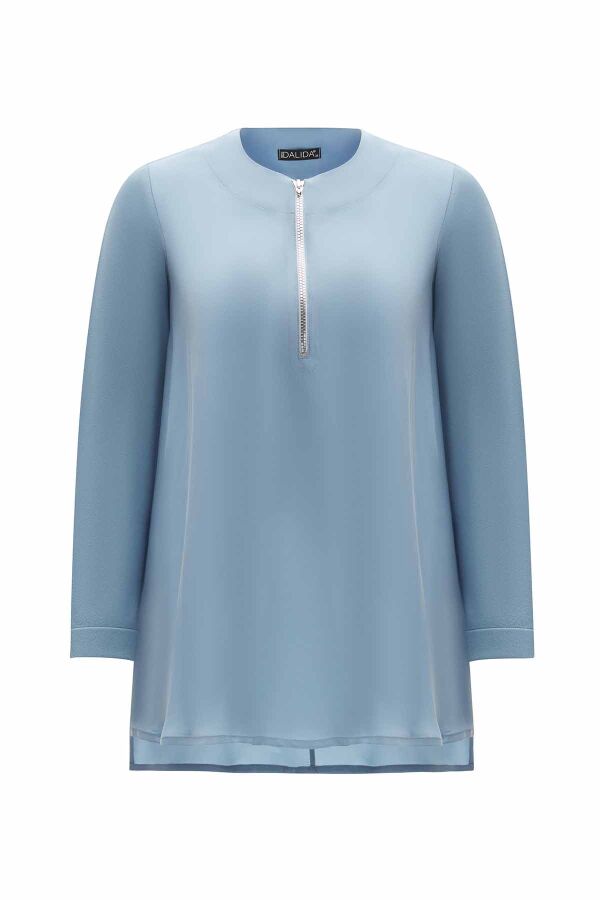 Zippered Collar Cupro Tunic - 10