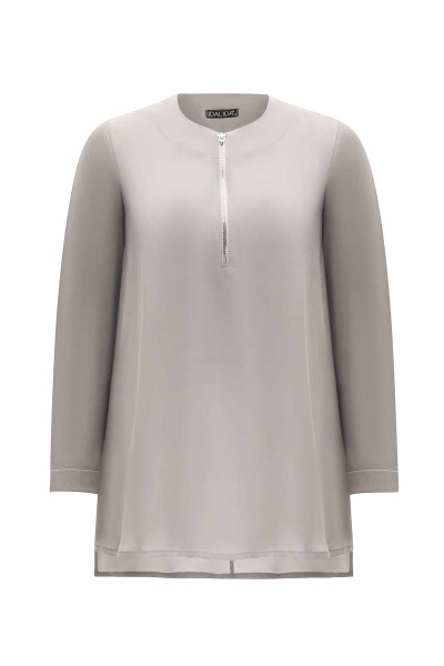 Zippered Collar Cupro Tunic - 1