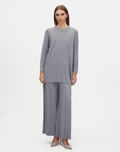 T25Y-6062 Bisiklet Yaka Düz Renk Tunik GREY - MISS DALIDA (1)