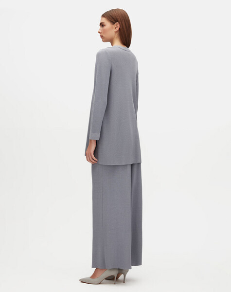 T25Y-6062 Bisiklet Yaka Düz Renk Tunik GREY - 3