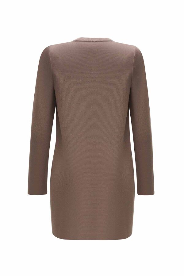 T25Y-6062 Bisiklet Yaka Düz Renk Tunik VİZON - 2