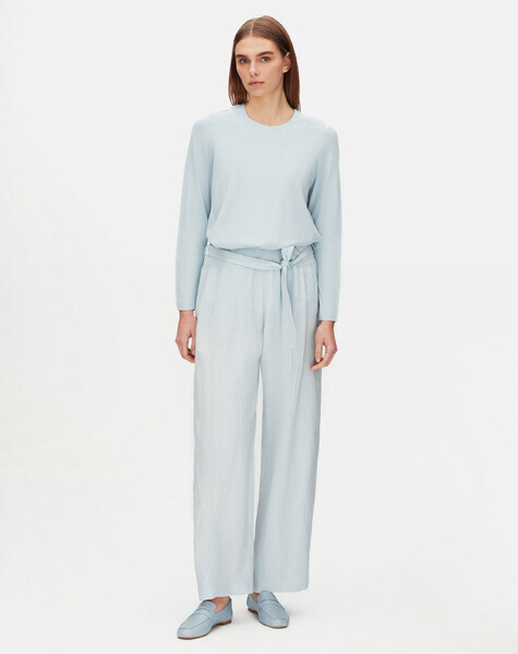 Long Sleeve Crew Neck Linen Tunic 