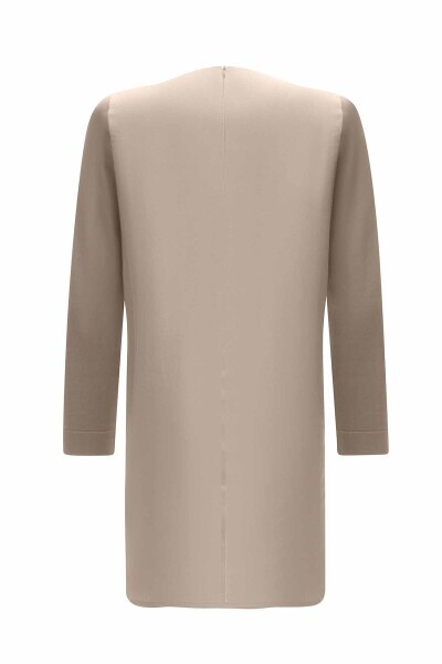 T25Y-6064 Uzun Kollu Bisiklet Yaka Keten Tunik MİNK - 2