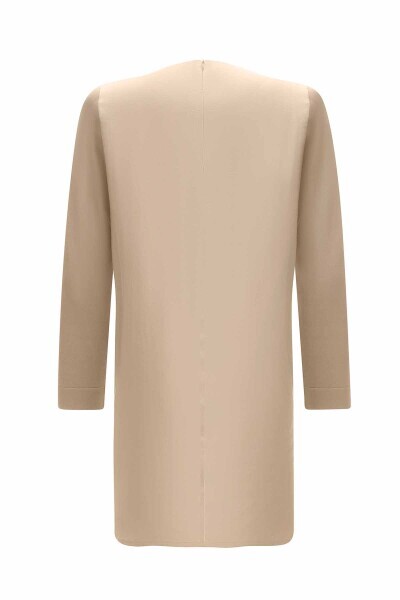 Uzun Kollu Bisiklet Yaka Keten Taş Renk Tunik - 2