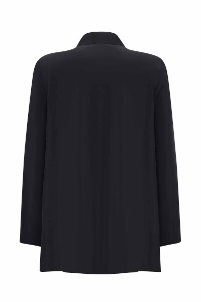 Dik Yaka Fermuarlı Uzun Kollu Cupra Siyah Tunik - 2