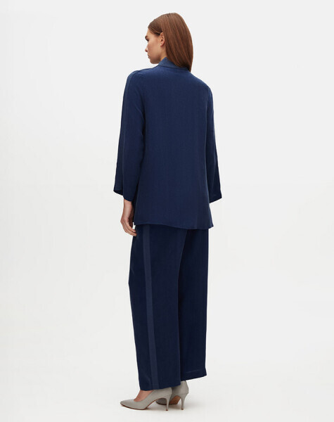 T25Y-6068 Dik Yaka Fermuarlı Uzun Kollu Tunik NAVY BLUE - 4
