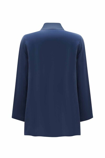 Dik Yaka Fermuarlı Uzun Kollu Cupra Lacivert Tunik - 3