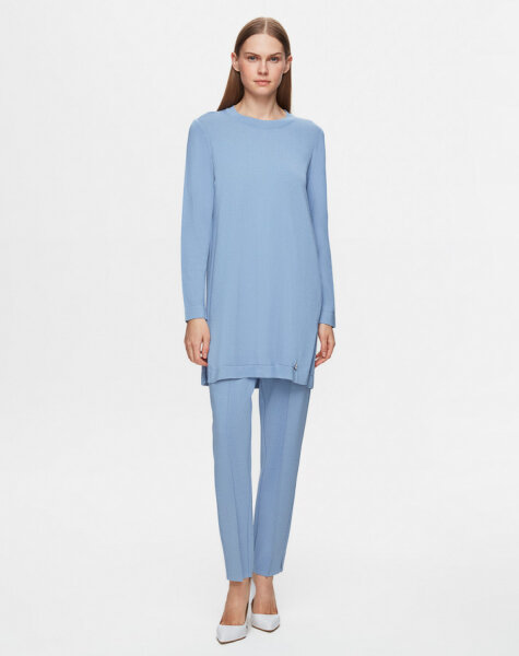 T25Y-7000 Dar Paça Triko Pantolon 1186-BLUE - MISS DALIDA (1)