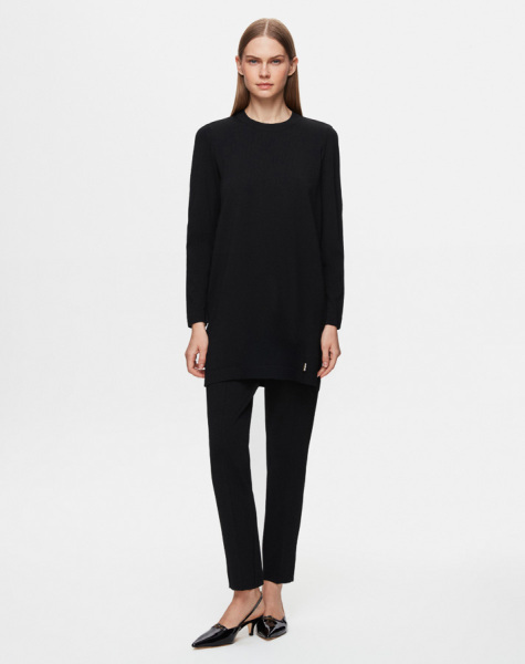 T25Y-7000 Dar Paça Triko Pantolon BLACK 