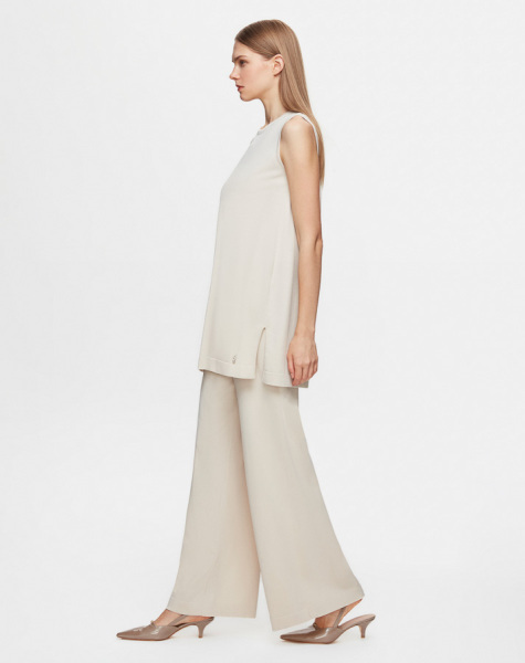 Bol Paça Triko Kum Rengi Pantolon - 2