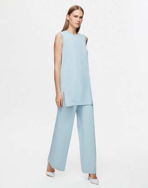 Bol Paça Triko Açık Mavi Pantolon - 1