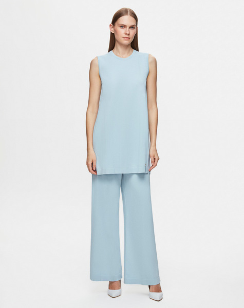 Bol Paça Triko Açık Mavi Pantolon - 2