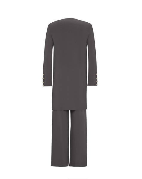 T25Y-7004 Düğme Aksesuarlı Bol Paça Triko Pantolon 1318-ANTHRACITE - 2