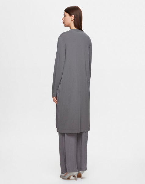 T25Y-7006 Beli Büzgülü Bol Paça Cupro Pantolon 1318-ANTHRACITE - 3