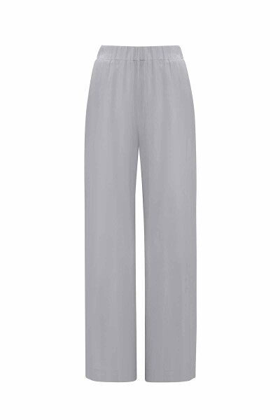 T25Y-7007 Beli Lastikli Bol Paça Cupro Pantolon GREY - 1