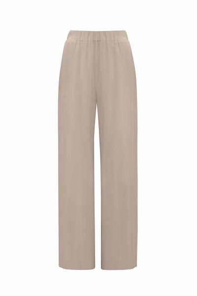 T25Y-7007 Beli Lastikli Bol Paça Cupro Pantolon MİNK 