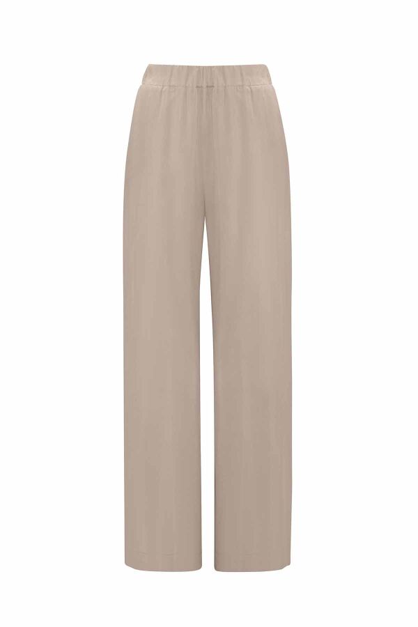 Beli Lastikli Bol Paça Cupro Pantolon - 3