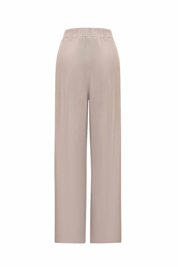 Beli Lastikli Bol Paça Cupro Pantolon - 4