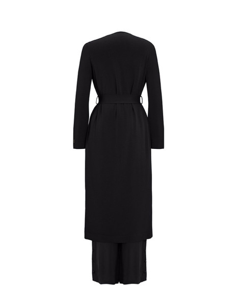 T25Y-7008 Yanları Düğmeli Bol Paça Cupro Pantolon BLACK - 2