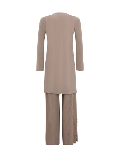 T25Y-7011 Fitilli Düğme Detaylı Triko Pantolon 1147-STONE - MISS DALIDA (1)