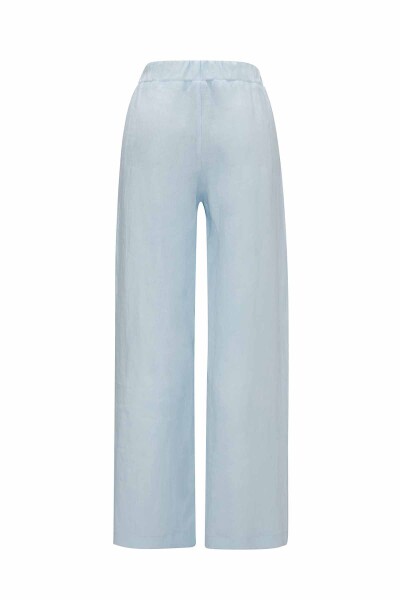 Düz Renk Bol Paça Keten Pantolon - 8