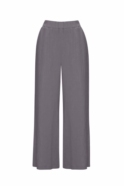 T25Y-7012 Plain Color Wide Leg Linen Trousers - 1
