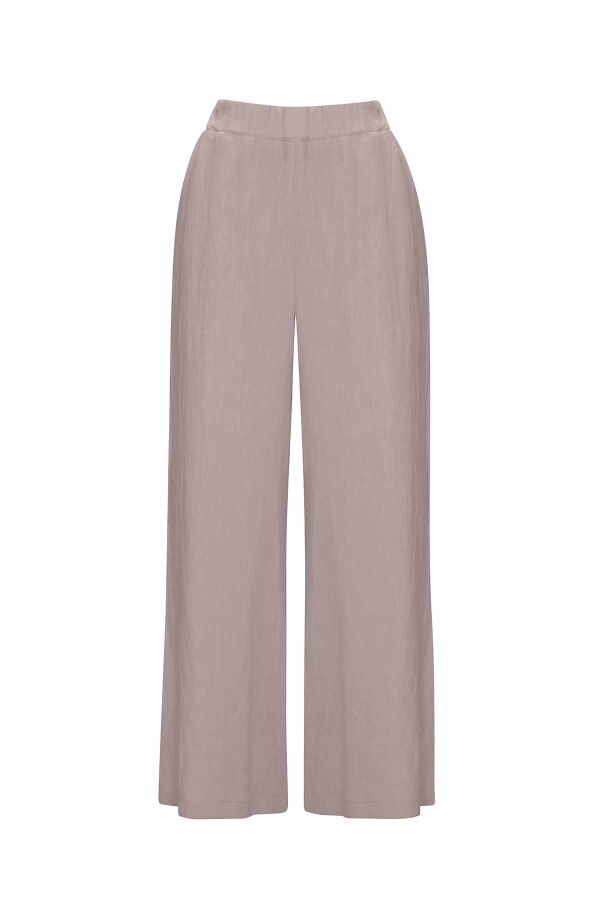 T25Y-7012 Plain Color Wide Leg Linen Trousers - 5