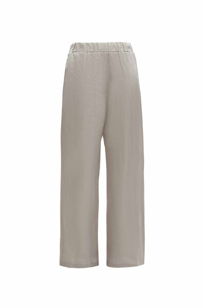 T25Y-7012 Plain Color Wide Leg Linen Trousers - 12