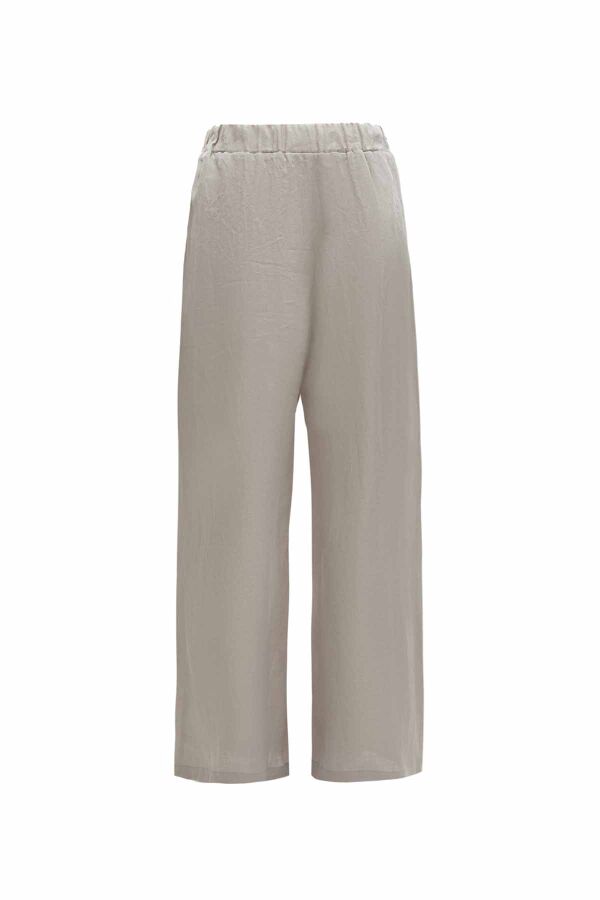 T25Y-7012 Plain Color Wide Leg Linen Trousers - 12