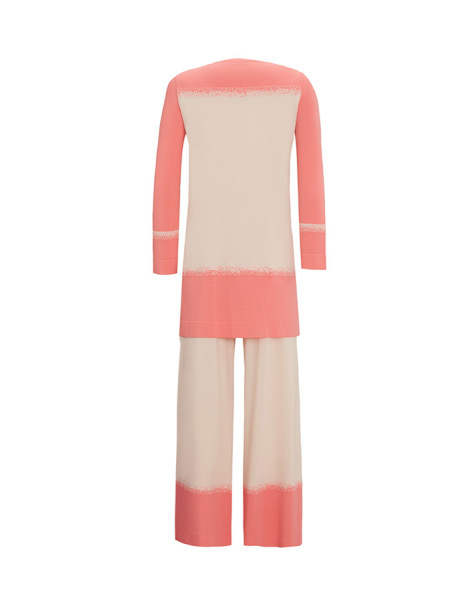 T25Y-7013 Paçası Renk Detaylı Triko Pantolon 1325-CORAL - MISS DALIDA (1)