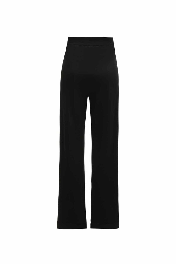 Düğme Detaylı Bol Paça Cupro Triko Pantolon - 8