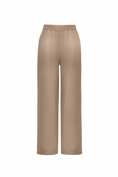 Düğme Detaylı Bol Paça Cupro Triko Pantolon - 3