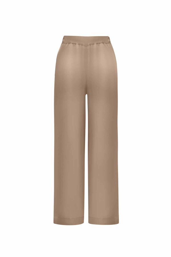 T25Y-7014 Button Detailed Wide Leg Cupro Knitted Trousers - 3