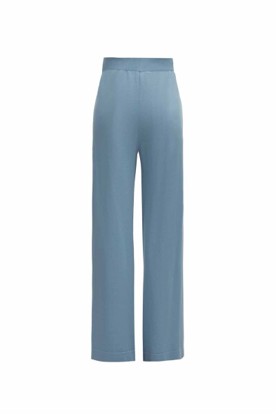 T25Y-7014 Button Detailed Wide Leg Cupro Knitted Trousers - 10