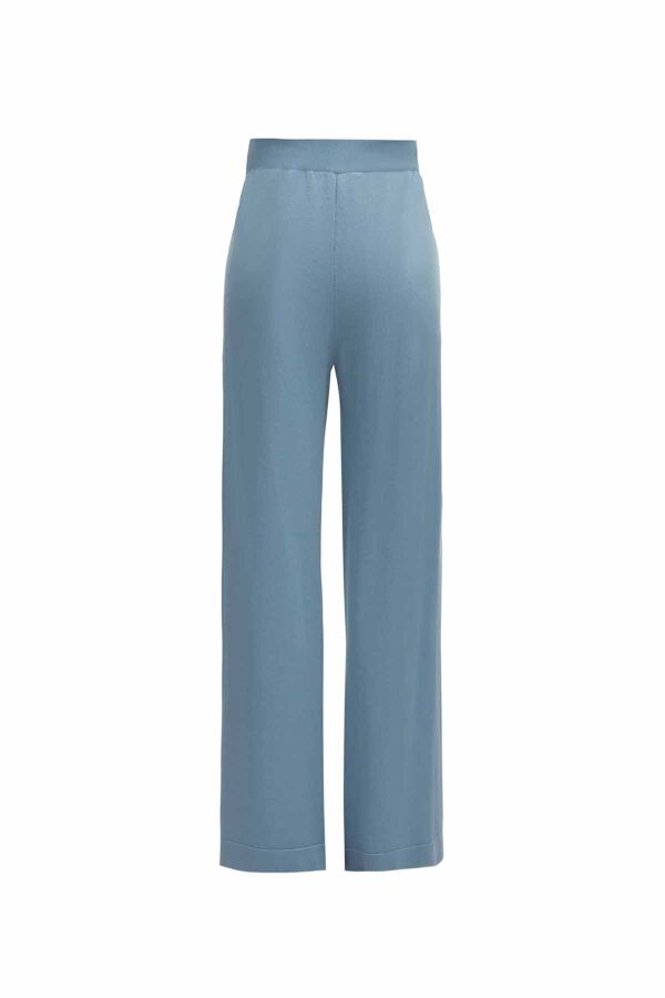 T25Y-7014 Button Detailed Wide Leg Cupro Knitted Trousers - 10