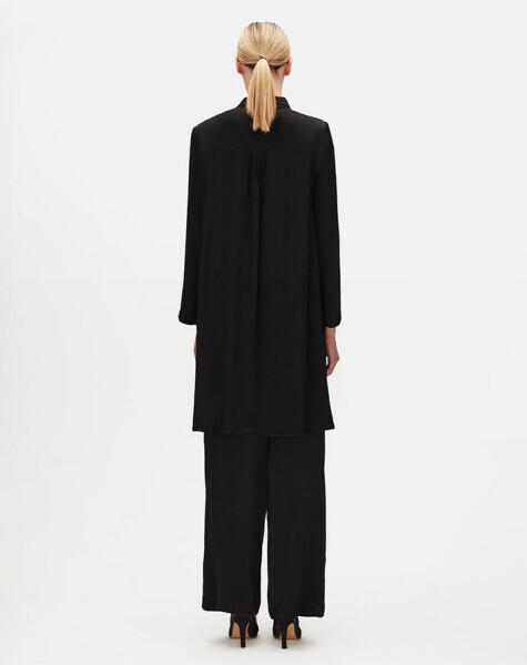 T25Y-7019 Düz Renk Bol Paça Şık Pantolon BLACK - 2