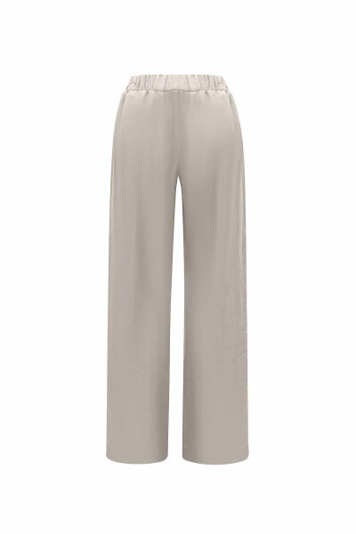 Şerit Detaylı Keten Bol Paça Antrasit Pantolon - 2