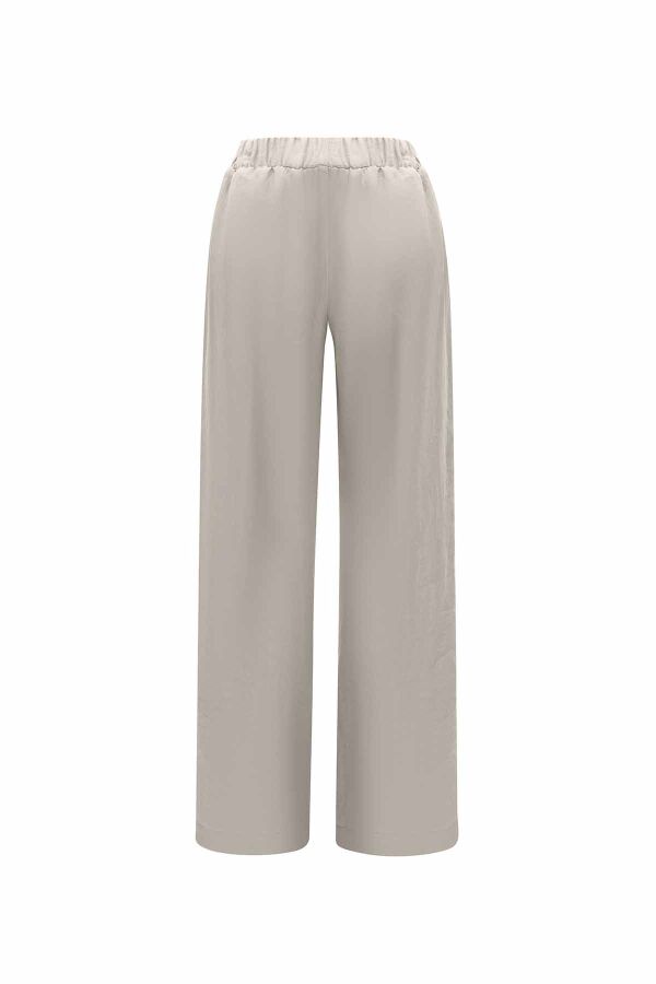 Şerit Detaylı Keten Bol Paça Antrasit Pantolon - 2