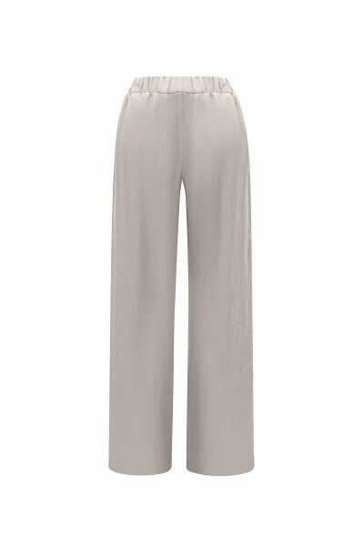 T25Y-7020 Şerit Detaylı Keten Bol Paça Pantolon BLACK - 8