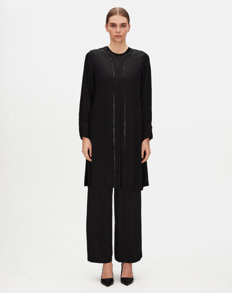 Stone Detailed Relaxed Cut Stylish Trousers - 1